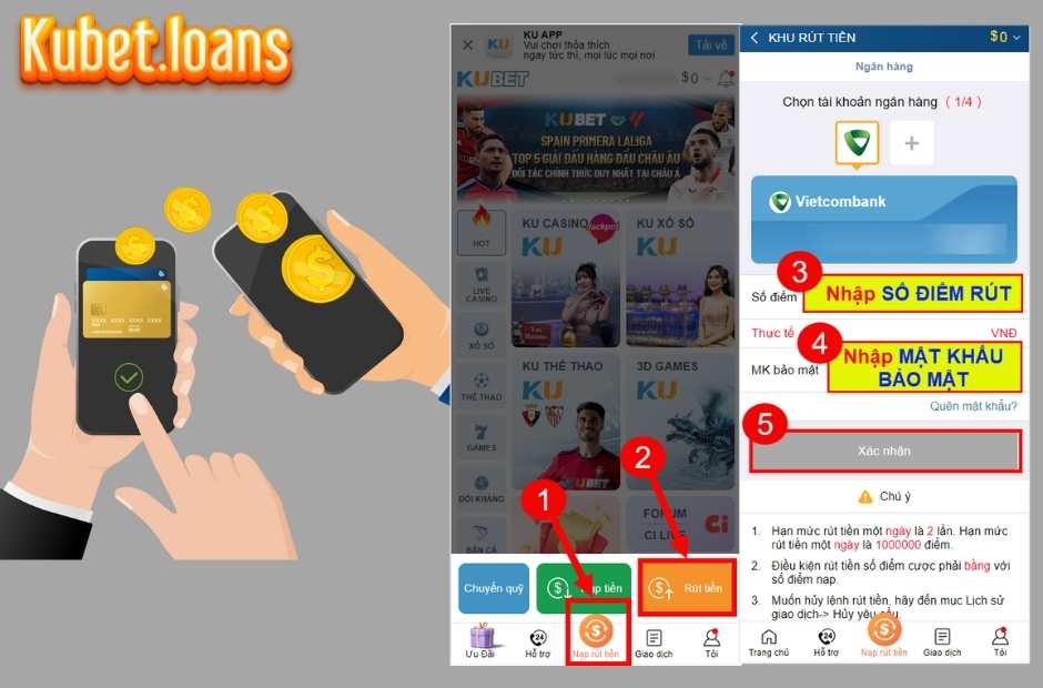 Quy trình 3 bước rút tiền nhanh gọn cho thành viên